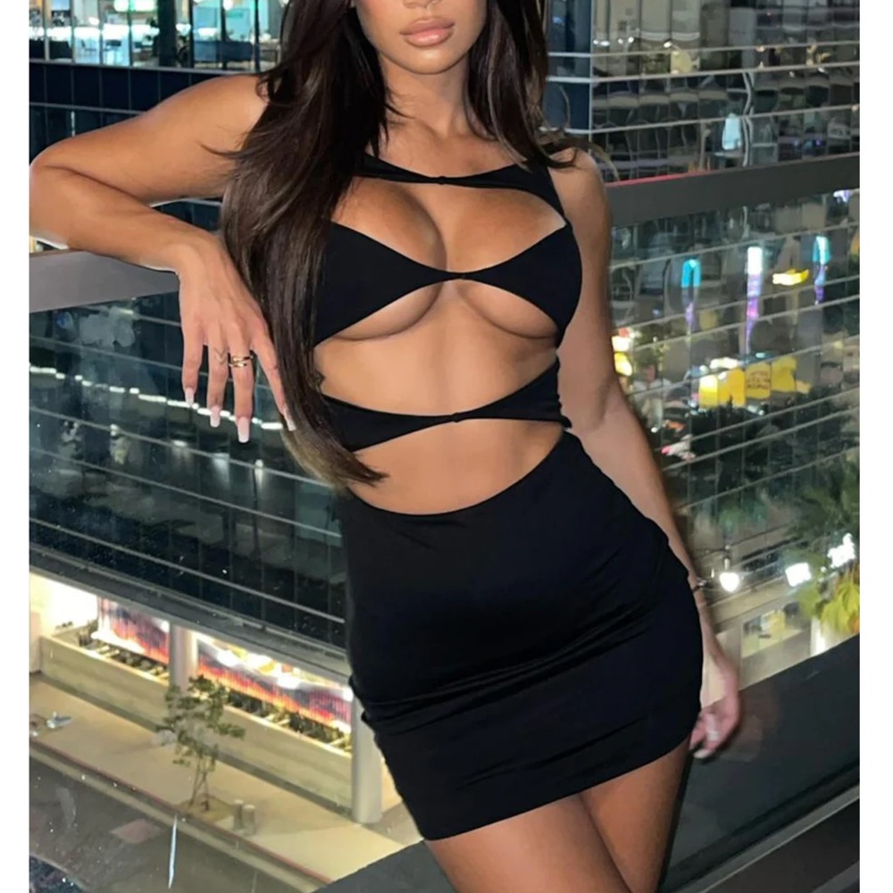 White Fox Eyes on Me Mini Dress Black